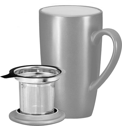 2-Pack Ceramic Tea Infuser Mug With Stainless Steel Infuser And Removable Lid, Microwave