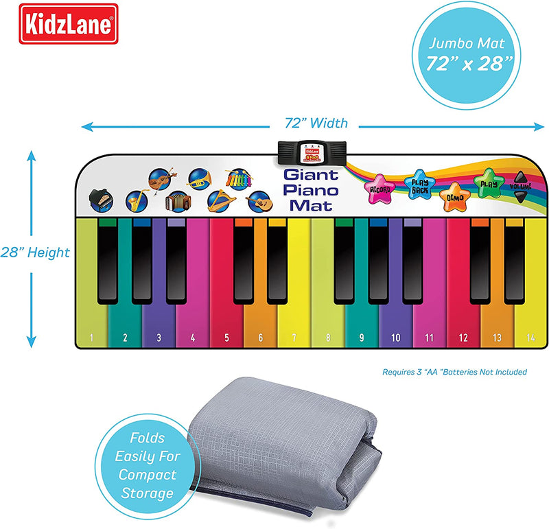 Kidzlane Floor Piano Mat for Kids and Toddlers | Giant 6 ft. Piano Mat, 24 Keys, 10 Song