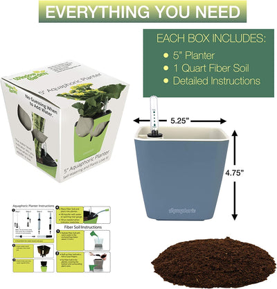 Aquaphoric Self Watering Planter (5) + Fiber Soil  Foolproof Indoor Home Garden