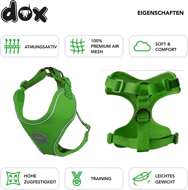 Dog harness reflectively adjustable to break away from breakouts.