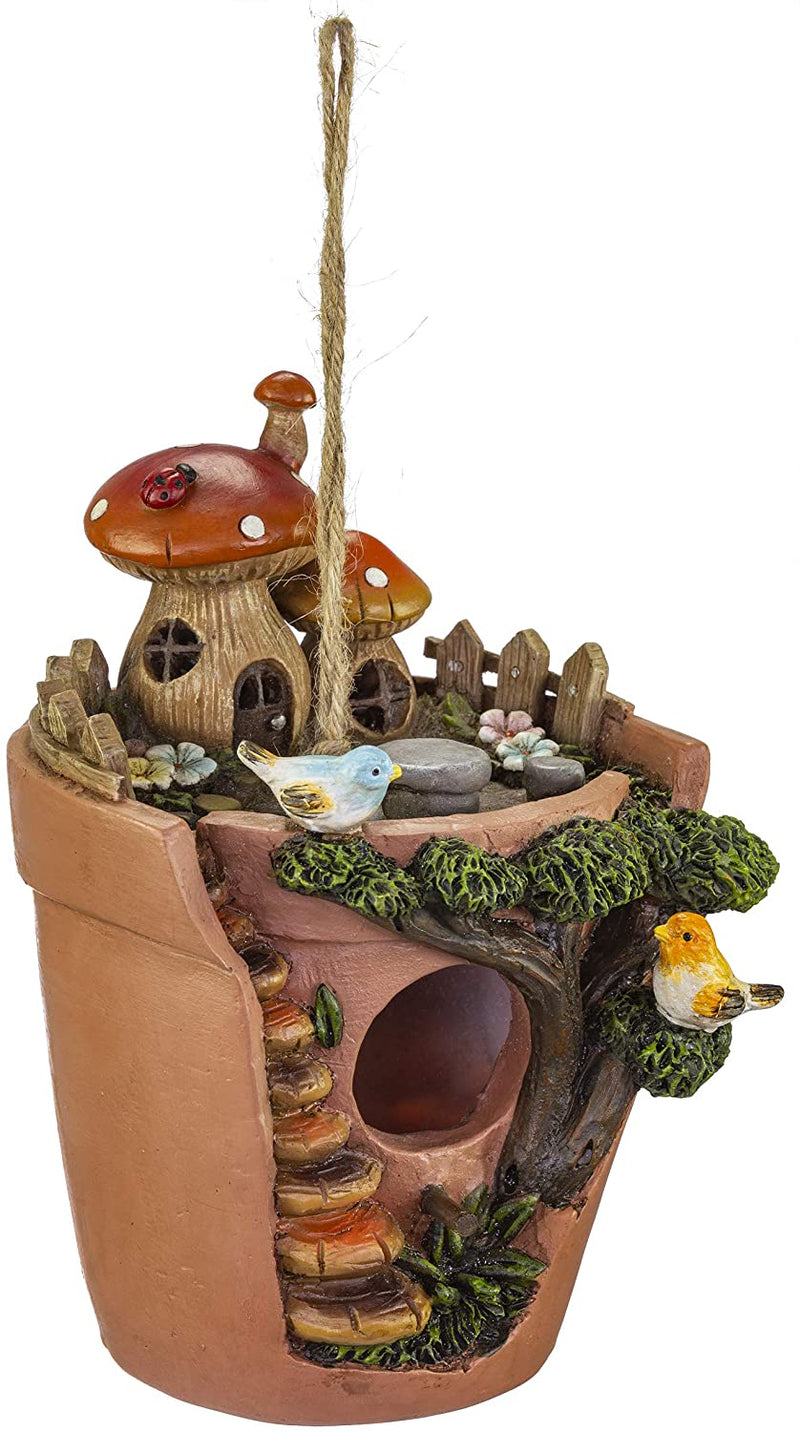 VP Home Flowerpot Bird House with Decorative Hand-Painted Mushroom