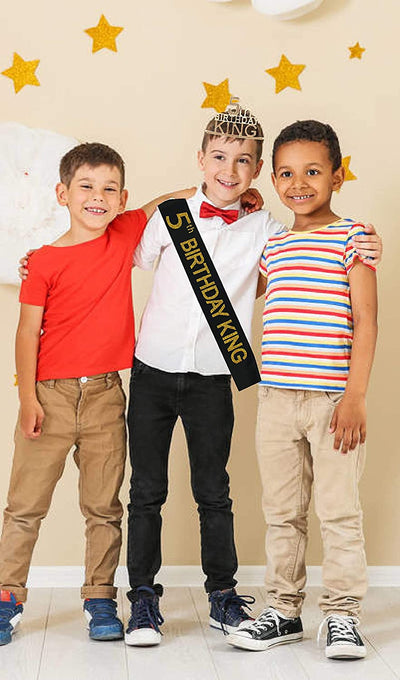 5th Birthday King Crown and Sash for Boy, 5th Birthday for Him,5th Birthday Crown,5th