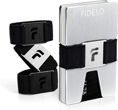 Fidelo Minimalist Wallet for Men  Slim Credit Card Holder Money Clip  RFID Blocking