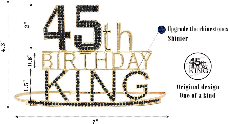 45th Birthday Gifts for Men, 45th Birthday King Crown, 45th Birthday King Sash, 45th