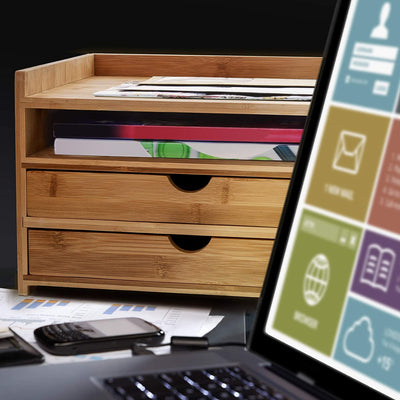 Prosumer'S Choice 3-Tier Bamboo Desktop Organizer With Us Letter Size Drawers For Home Or