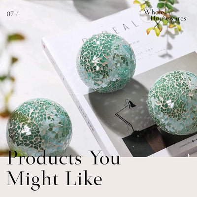 Decorative Balls Set of 5 Glass Mosaic Sphere Dia 3" (Copper