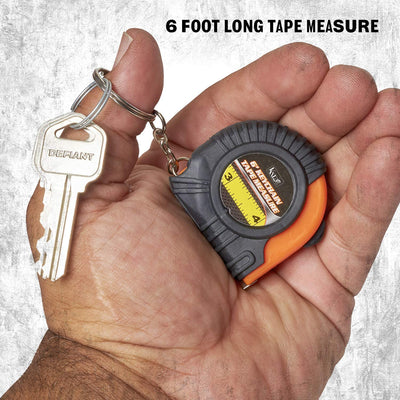 Katzco 6 Foot Long Keychain Tape Measure - 2 Pack - Thumb Power Lock Measuring Tape - High
