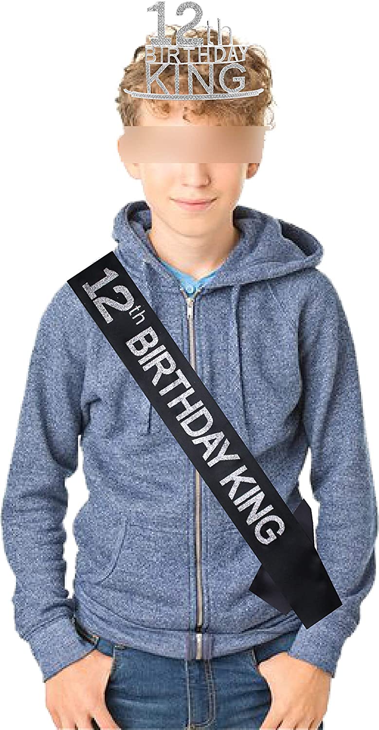 12th Birthday King Crown,12th Birthday Gifts for Boy,12th Birthday King Sash,12th Birthday