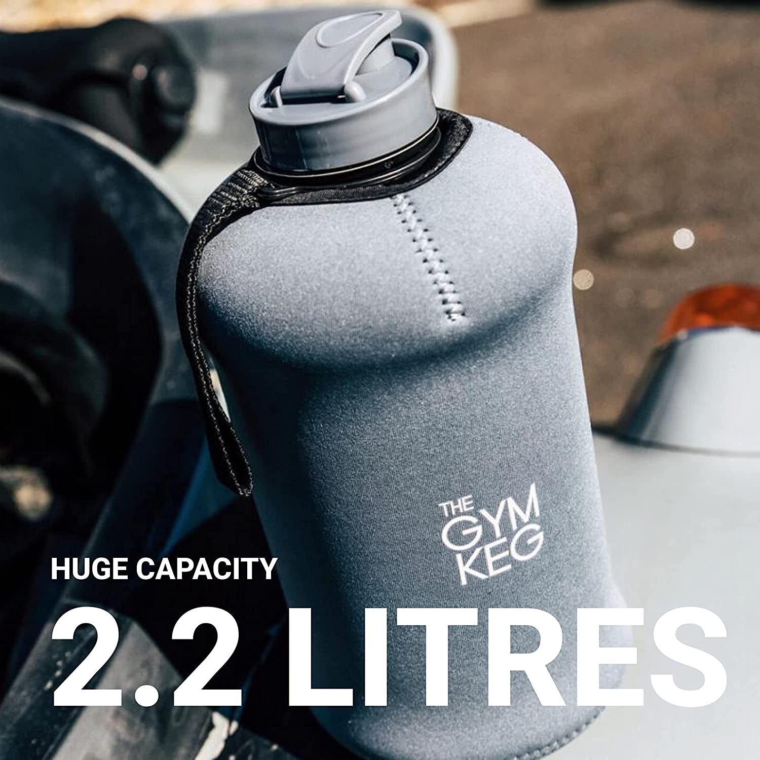 THE GYM KEG Sports Water Bottle (2.2 L) Insulated | Half Gallon | Carry Handle | Big Water