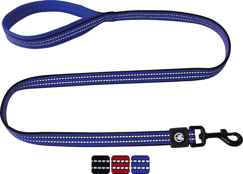Dog leash nylon reflective hand loop padded 120 cm many colors