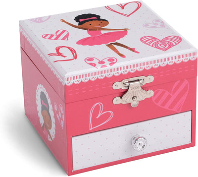 Jewelkeeper Musical Jewelry Box with Dancing Ballerina, Pretty Hearts Design with Pullout
