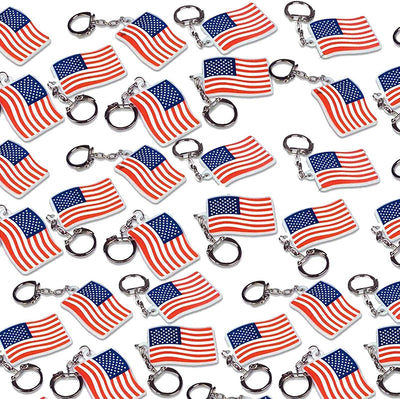 Kicko USA American Flag Keychains with White Stars and Stripes Flag, Hand Bag Accessories