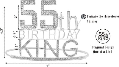 55th Birthday King Crown,55th Birthday Gifts for Men, 55th Birthday King Sash, 55th
