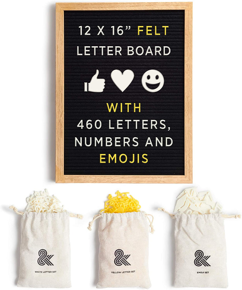 Premium Felt Letter Board, 460 Letters and Oversized Emojis, Wall Hanging Message Board