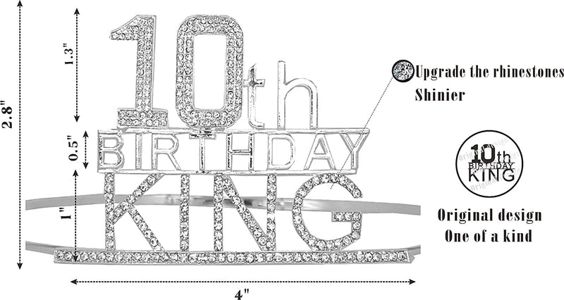 10th Birthday King Crown, 10th Birthday Gifts for Boy, 10th Birthday King Sash, 10th