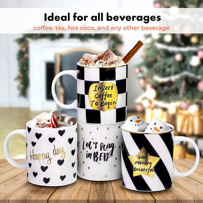 Set of 4 porcelain Love Inspirational Coffee Or Tea Mug set Gift Set - Him And Her Gifts