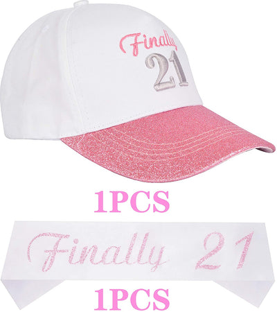 21st Birthday Gifts for Women, 21 Birthday Hat Pink, 21 Birthday Sash,21st Birthday