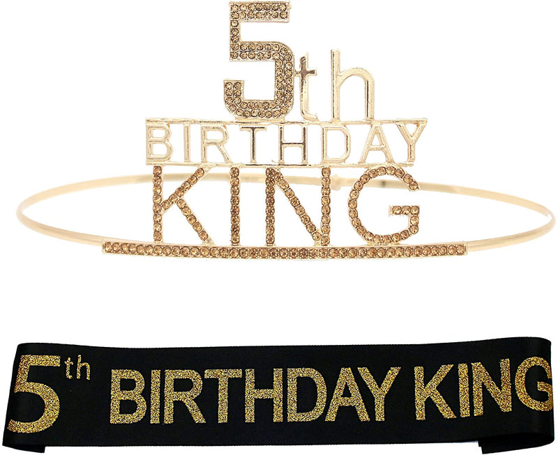 5th Birthday King Crown and Sash for Boy, 5th Birthday for Him,5th Birthday Crown,5th