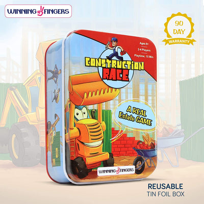 Winning Fingers Fun Card Game for Kids, Teens and Adults Ages 6+, Construction Race Family