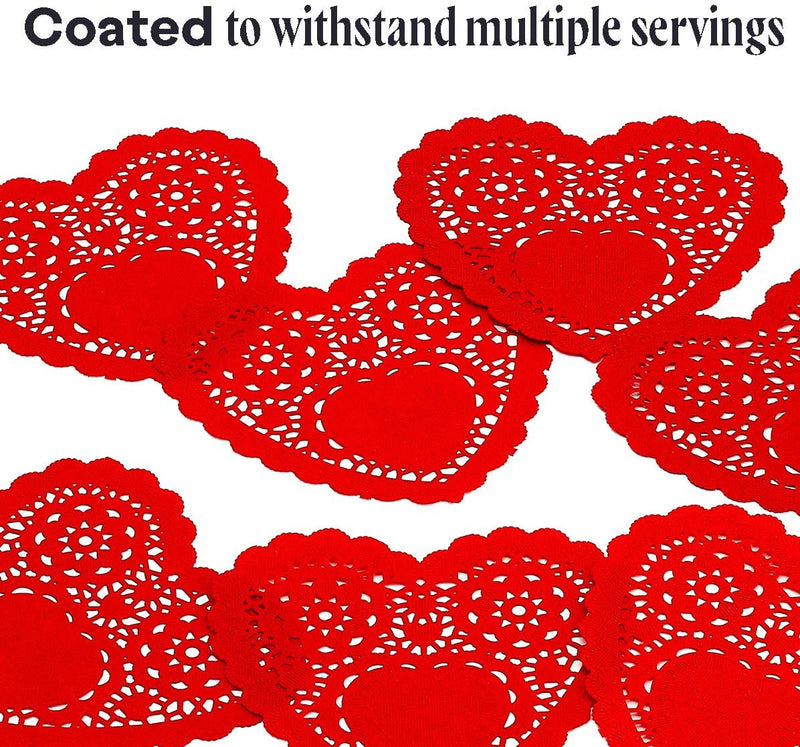 Kicko Red Heart Doilies - 30 Pack - 6 Inches - Disposable Dinner Accessories - Party