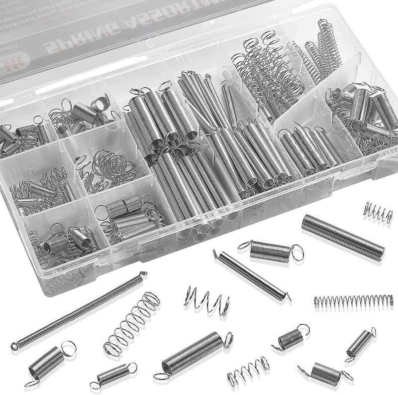 Katzco Compression and Extension Spring Assortment - 200 Piece Set of Heavy Duty