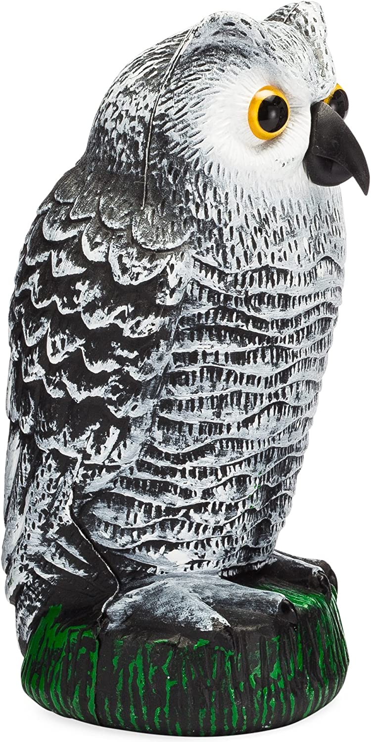 Fake Owl Decoy and Bird Deterrent - Set of 3 Plastic Owl to Scare Birds Away - Effective