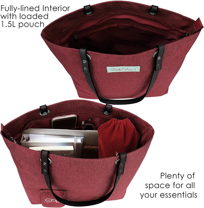 PortoVino Beach City Wine Tote with Hidden, Leakproof & Insulated Compartment, Holds 2