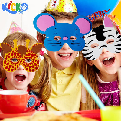 Kicko Foam Funny Animal Mask - 12 Pack for Kids and All Ages, Party, Halloween, Dress-up