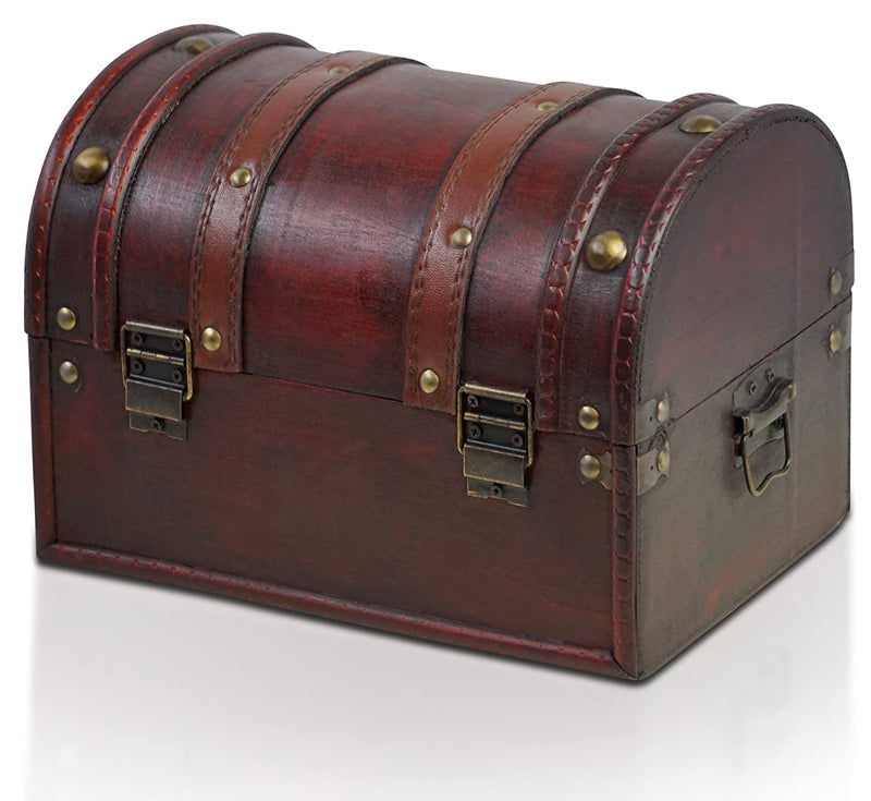 Wooden chest Lisbon treasure chest in Vintagelook Antique Design Gren