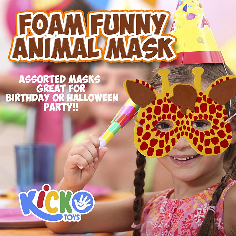 Kicko Foam Funny Animal Mask - 12 Pack for Kids and All Ages, Party, Halloween, Dress-up