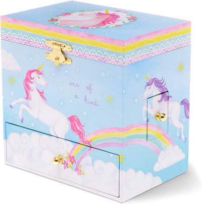 Jewelkeeper Musical Jewelry Box with 3 Drawers, Rainbow Unicorn Design, The Unicorn