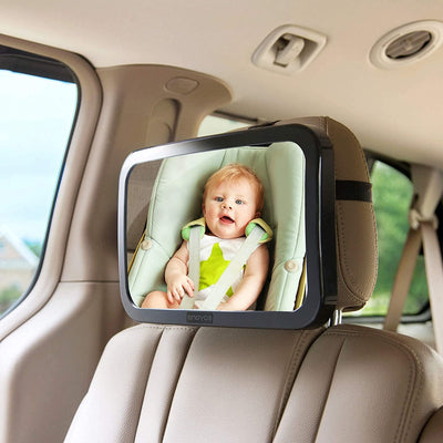 Baby Car Mirror With Cleaning Cloth - Wide, Convex Back Seat Baby Mirror For Car