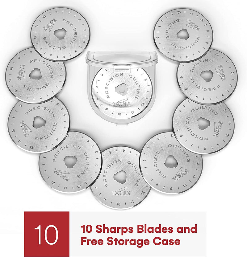 Precision Quilting Tools 45mm Rotary Cutter Blades (Pack of 10) Compatible with Olfa