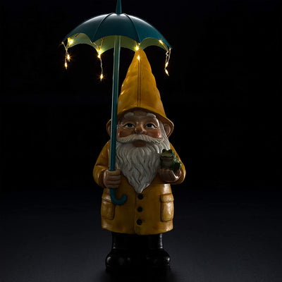 Vp Home Rain Slicker Gnome Solar Powered Led Outdoor Decor Garden Light