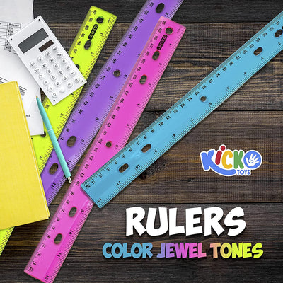 Kicko Ruler  Color Jewel Tones Rulers  20 Pack - 12 Inch Measuring Tool  School