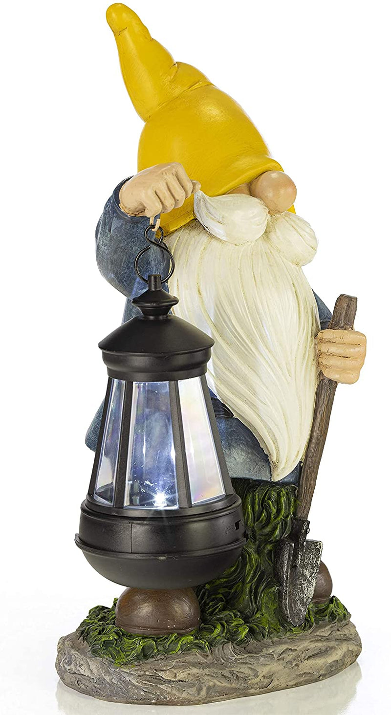 Vp Home Earnest Garden Gnome With Lantern Solar Powered Led Outdoor Decor Light (Yellow