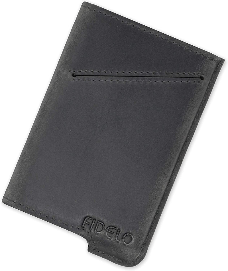 Fidelo Minimalist Wallet for Men - Slim Credit Card Holder RFID Mens Wallets - LEATHER