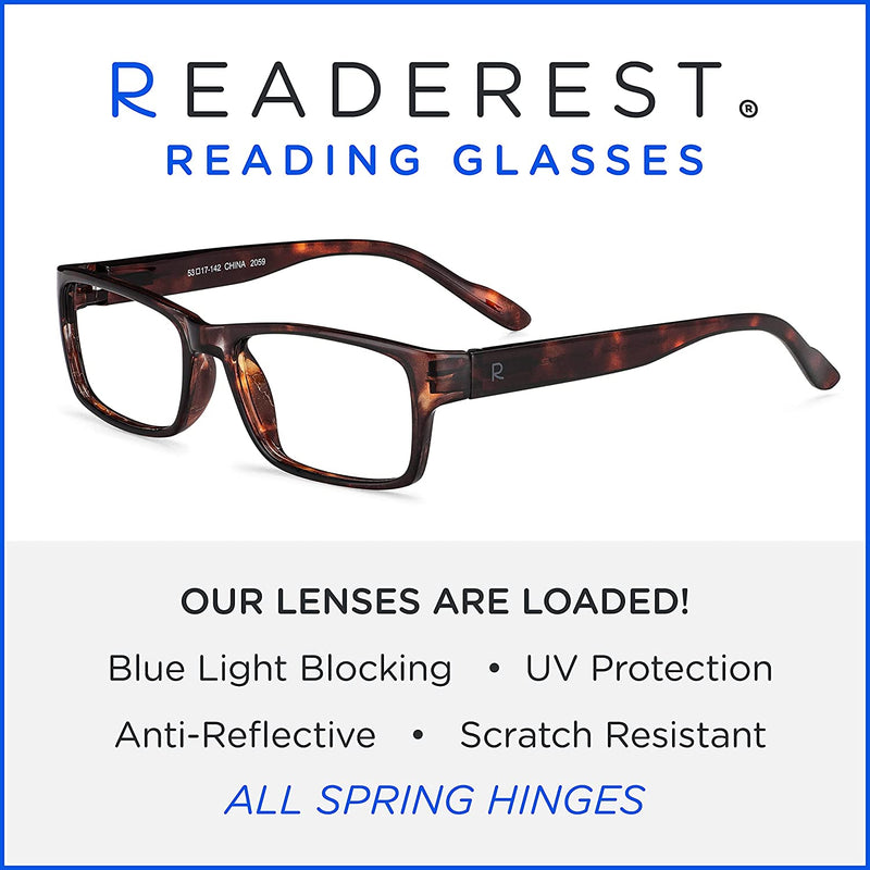 Blue-Light-Blocking-Reading-Glasses-Bourbon-Tortoise-3-00-Magnification Anti Glare