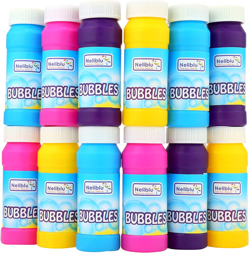 Bulk Party Bubbles - 12 Pack 2 Oz Bubble Bottles with Wands - Summer Fun Toys, Party