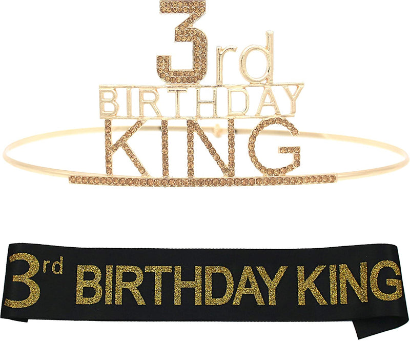 3rd Birthday King Crown and Sash for Boy,3rd Birthday for Him,3rd Birthday King Crown