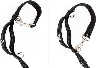 Elastic dog leash with padded handles reflective bungeine linen