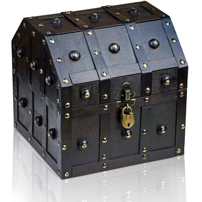 Treasure chest Robin 23x23x23cm Groe Treasure Kiste black with rivets with lid