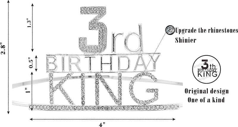 3rd Birthday King Crown,3rd Birthday Gifts for Boy,3rd Birthday King Sash, 3rd Birthday