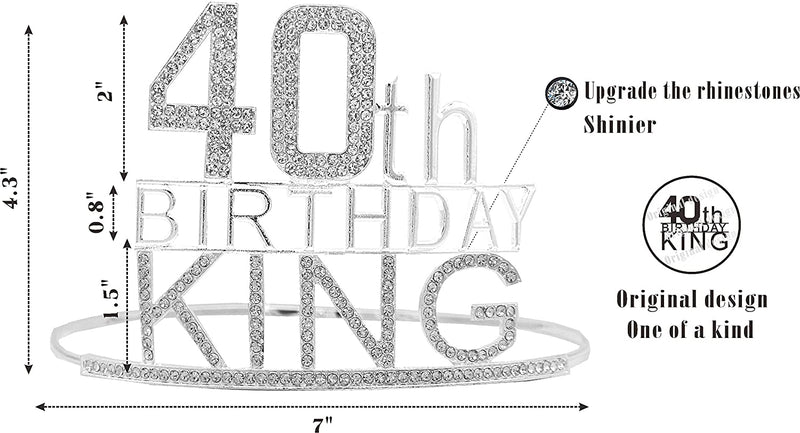 40th Birthday King Crown, 40th Birthday Gifts for Men, 40th Birthday King Sash, 40th