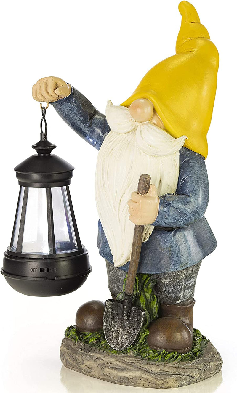 Vp Home Earnest Garden Gnome With Lantern Solar Powered Led Outdoor Decor Light (Yellow