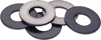 1/4" x 5/8" OD Black Xylan Coated Stainless Flat Washer, (25 Pack) - Choose Size, by Bolt