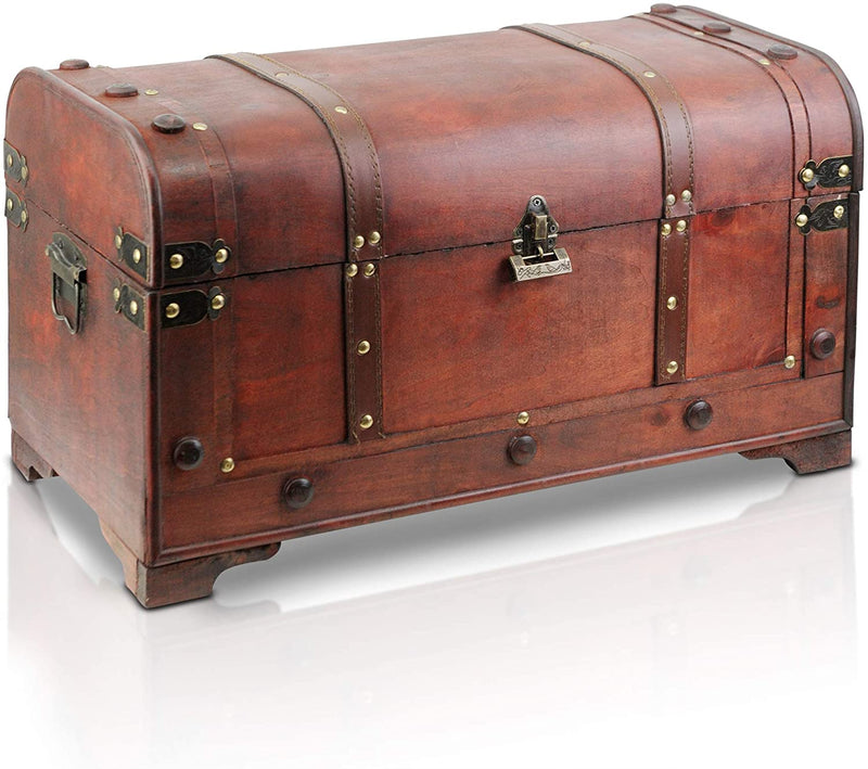 Treasure chest size with castle 39x22x28cm vintagelook treasure chest colonial style wood