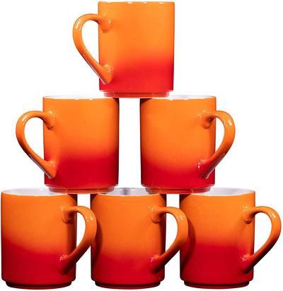 Ceramic Coffee Mugs 12oz Cups Tea Mugs Set of 6 (Gradient Orange
