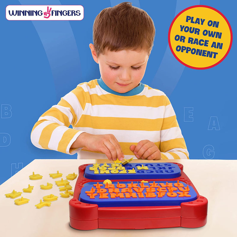 Winning Fingers Pop Up Board Game 2-Player | Preschool Game with Alphabet Puzzle Pieces