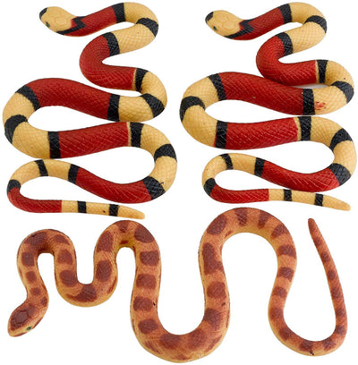 Kicko 22 Inch Mega Stretch Snake, 3 Pack - Elastic Reptile, Soft and Rubbery, Python